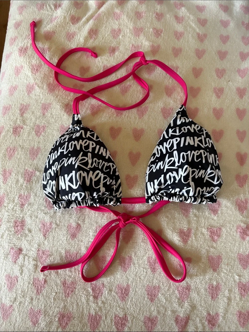 Pink Victoria’s Secret triangle swim top